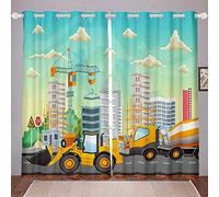 Tende da cantiere per bambini, per camera da letto, soggiorno, macchina pesante, per escavatore, per bambini, ragazzi, bambini, cartoni animati, finestre, drappeggi, decorazione della stanza del veic