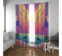 Tende da cielo vivaci e da sogno Estetica Arte di paesaggi marini viola e turchese Tende oscuranti Soggiorno Camera da letto Tende decorative per la privacy 2 pannelli (W175xL180cm ciascuno)