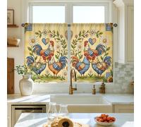 Tende da cucina a forma di gallo, per finestre corte con crisantemo e cuore, per piccoli camper, finestra stretta, 71 x 99 cm
