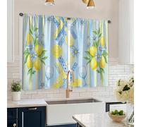 Tende da cucina a forma di limone, in vetro con crisantemo, estive, filtrano la luce gialla, tende da cucina, decorazione per finestra, per sala da pranzo, angolo colazione, lavandino, 66 x 114 cm