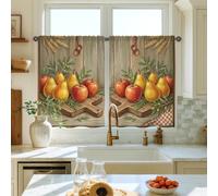 Tende da cucina a forma di mele, rustiche, con pere e grano autunnale, filtrano la luce verde, tende da cucina per finestra, per lavello, sala da pranzo, bagno, 66 x 91 cm