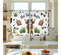 Tende da cucina a forma di mucca delle Highlands, rustiche, con occhiali da sole, senza luce bianca, filtrano la luce, tende da cucina per finestra sopra il lavandino, 66 x 91 cm