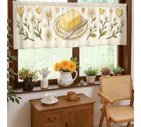 Tende da cucina color burro, rustiche con cuori e foglie, mantovana per finestra gialla per piccoli camper, finestra stretta, 45,7 x 132,7 cm