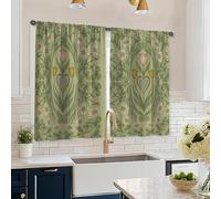 Tende da cucina con tulipani, fiori primaverili crisantemo cuore primavera verde tende da cucina per finestre per tende da finestra sopra il lavandino 66 x 114 cm