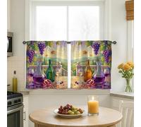 Tende da cucina con uva, rustiche bottiglie di vino melograno, viola autunnale, tende da cucina per finestre per finestre sopra il lavandino, 61 x 66 cm