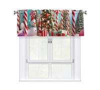 Tende da cucina corte per finestre con motivo natalizio Candy Wonderland, 132 x 45,7 cm (larghezza x lunghezza), filtraggio della luce, piccola tenda mantovana con tasca per asta da 7,6 cm, tende per