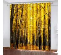 Tende da cucina in stile bohémien, in poliestere, 2 pannelli, 274 x 228 cm, colore: giallo