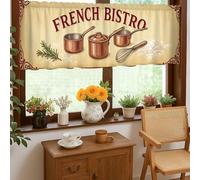 Tende da cucina per chef, rustiche francesi, bistrot pane, senza panna, mantovana per finestre da cucina sopra il lavandino, 45,7 x 132,7 cm