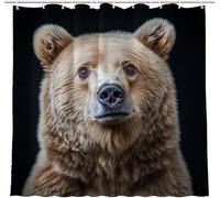 Tende da Doccia Antimuffa 200x200 Orso Bruno, Tende Vasca da Bagno Animali Selvatici con 12 Ganci Impermeabile Tendina Doccia 3D Lavabile in Lavatrice A.2608