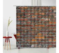 Tende da Doccia Antimuffa 80x180 Muro di Mattoni, Tende Vasca da Bagno Astratto Retrò con 8 Ganci Impermeabile Tendina Doccia 3D Lavabile in Lavatrice A.451