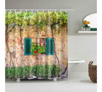 Tende da Doccia Antimuffa 80x180 Retrò Italiano, Tende Vasca da Bagno Muro di Mattoni con 8 Ganci Impermeabile Tendina Doccia 3D Lavabile in Lavatrice A.1072