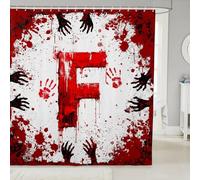 Tende da doccia con lettera F rossa, tende da bagno impermeabili a tema Halloween, con 12 ganci, adatte per vasca da bagno, decorazione per la camera dei bambini, ragazzi e ragazze, 182,9 cm di