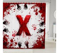 Tende da doccia con lettera X rossa, tende da bagno impermeabili a tema Halloween, con 12 ganci, adatte per vasca da bagno, decorazione per la camera dei bambini, ragazzi e ragazze, 182,9 cm di