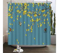 Tende da doccia con motivo a uccelli cinesi per il bagno 180x210cm/PxA Tende da doccia con uccelli cinesi e piante da giardino, in tessuto impermeabile verde, in poliestere per decorazioni da bagno