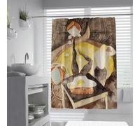 Tende da doccia decorativa di arte astratta per il bagno Opere d'arte classiche Stampa Design Lavabile Tessuto Da Doccia Set di tende da doccia con ganci 150x200cm