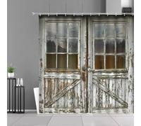 Tende da doccia impermeabili in legno vintage, decorazione per il bagno retrò, set di tende da appendere, decorazione per la casa, tenda da doccia in tessuto 210 x 210 cm (larghezza x altezza)