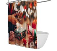 Tende da doccia natalizie per la scena di avvolgimento della decorazione del bagno Xtmas Set di tende da doccia con 12 ganci lavabili in lavatrice Decorazioni per il bagno delle vacanze 150Bx200Lcm