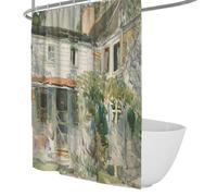 Tende da doccia vintage Liner Agriturismo Vista cortile Tende da doccia Stampe di opere d'arte classiche Home Decor Tende da bagno Tessuto impermeabile 90x180cm