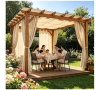 Tende da Esterno con Anelli per Gazebo e Portico H241 x W254cm Beige