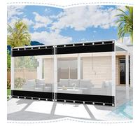 Tende Da Esterno in Vinile Trasparente,Telone Impermeabile Resistente,Pannelli Laterali in Pvc Da 0,5mm,Tende Nere Trasparenti Resistenti Alle Intemperie,Black-3.7x2m(12.1x6.6ft)