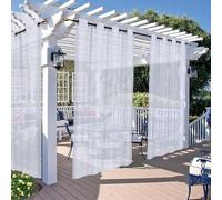 Tende da esterno resistenti alle intemperie con occhielli, 2 pezzi, impermeabili, antivento, per balcone, pergola, giardino, padiglione, bianco, 215 x 175 cm (larghezza x altezza)