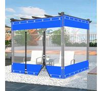 Tende Da Esterno Trasparenti,Pannelli Laterali in Telone Trasparente Impermeabile Blu,Con Occhielli Metallici,Tende Divisorie Resistenti Alle Intemperie Da 0,5mm,Blue+2xzips-5.6x3m(18.4x9.8ft)