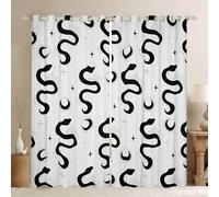 Tende da finestra a forma di serpente per camera da letto, taglia L mistica animale esotico boho stelle luna ombra decorazione per la casa Kawaii rettile animale nero bianco tende da finestra 2
