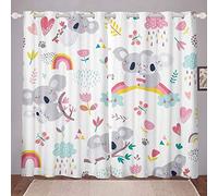 Tende da finestra per bambini Koala per camera da letto con arcobaleno,tende con fiori floreali,tende per finestre per bambini colorati e incantevoli W46 x L54