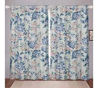 Tende da finestra per camera da letto e soggiorno, motivo floreale, con fiori blu, per bambini, figlia e donne, graziosi fiori per finestre, per decorare la finestra, W66 x L90