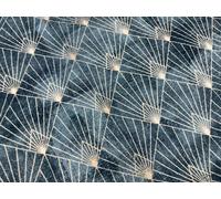 Tende damascate art deco tessuto ventaglio pavone diamantato larghezza 125" b...