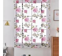 Tende decorative in voile con stampa peonia, perfette per la casa e l'ospitalità (rosa)