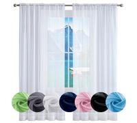 Tende di Lino Traslucido, Tende per Interni 60 x 130 cm Termiche Isolanti, Voile Trasparenti con Occhiell Tende Tende per Interni a Vetro, Tende Cucina con Tasca per Matrimoni, Ristorante, Bianco