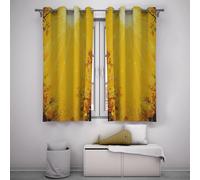 Tende di metà secolo decorazione della camera da letto per adolescenti giovanili Luce solare intensa Foglie autunnali Occhiello Tende per finestre isolate termicamente Arancione 2x B140 x H175 cm