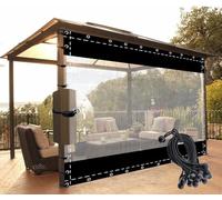 Tende Divisorie Tende da Esterno per Patio Tende Impermeabili per Impieghi Gravosi da 0,6 Mm di Spessore per Il Rifugio del Patio del Padiglione da Giardino, Black, 1.2x2.5m/3.9x8.2ft