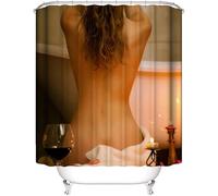 Tende Doccia Donna Sexy Tende da Doccia Antimuffa 120x180 cm Retro 3D Shower Curtain Tendina per Vasca da Bagno Tessuto Impermeabile Polyester Lavabile C-2666