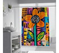 tende doccia fantasiosa Modern Art tende da Girasole giocosa su motivo patchwork tende da bagno per la nursery Decorazioni bagno Tende Pop Art Tende doccia 120 x 200 cm