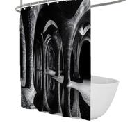 tende doccia in stile gotico moderno, cabina doccia ad arco in bianco e nero, tende da bagno in tessuto in poliestere lavabile decorative con ganci 120 x 200 cm
