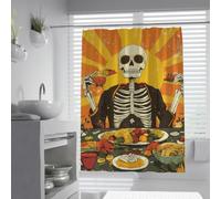 Tende Doccia Scheletro Giallo Halloween Day of The Dead 200x200cm
