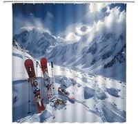Tende Doccia Sci Invernale Tende da Doccia Antimuffa 150x200 cmPaesaggio Montano di Neve 3D Shower Curtain Tendina per Vasca da Bagno Tessuto Impermeabile Polyester Lavabile A/1271