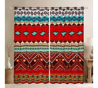Tende etniche esotiche bohemien per camera da letto Boho stile esotico tenda morbida leggera splendida sud-occidentale trattamento finestra camera da letto arredamento colorato azteco W46* L54 2 pann