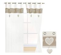 Tende Finestre Porta Interno Coppia 2pz Varie Misure Tessuto Lino Shabby Cuori