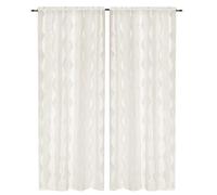 Tende Finestre Porte Interno Elegante Chic Tessuto Strass Brillantini Coppia 2 pz 60x240 Cm Beige