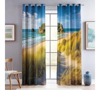 Tende Fotografia Cielo Azzurro Isola Stampa, 117 L x 229 A cm (2Pannelli) Oscuranti Blocco Del Calore Verde Blu Decorative Tende per Soggiorno e Camera da Letto - Antirughe Durevole