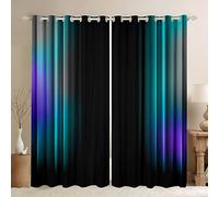 Tende geometriche astratte ombre adolescenti verde acqua e blu grigio nero a strisce tende finestra per camera da letto tende per finestre trattamenti W66 x L90inch