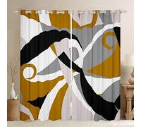 Tende geometriche per camera da letto con geometria moderna Trattamento finestra arancione modello astratto tende oscuranti linea strisce (30%-50%) per bambini ragazzi ragazze adulti L66 x L90