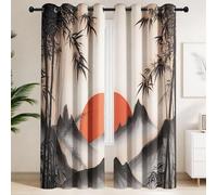 Tende giapponesi con occhielli, oscuranti, isolate termicamente, in bambù, ombre, montagne, insonorizzate, per la privacy, per camera da letto dei bambini, soggiorno, 130 x 274 cm, 2 pannelli