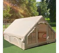 Tende gonfiabili per campeggio, Blow Up Glamping Tende con pompa a mano, facili da configurare 4 stagioni, impermeabili, antivento, per esterni, 2 porte e 4 finestre, 3 x 4 m