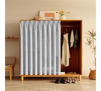 Tende grigie per armadietti aperti, copertura per la privacy, con guide autoadesive silenziose, lavabili in lavatrice, 150 x 200 cm, perfette per riporre sotto il lavandino