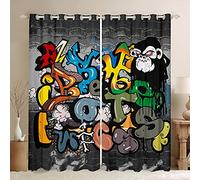 Tende hip hop,per camera da letto,con graffiti colorati,ragazzi e ragazzi,con di alfabeto cartoni animati,tende da strada hipster,W66 x L90