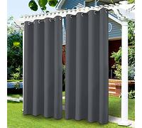 Tende Idrorepellente per Esterni Tende Termiche Isolanti Tende da Esterno con Anelli 1 Pannello, Tende per Interni per Portico, Pergolato, Cortile, Porta Scorrevole/Pergolato, (grigio, 132 x 274 cm)
